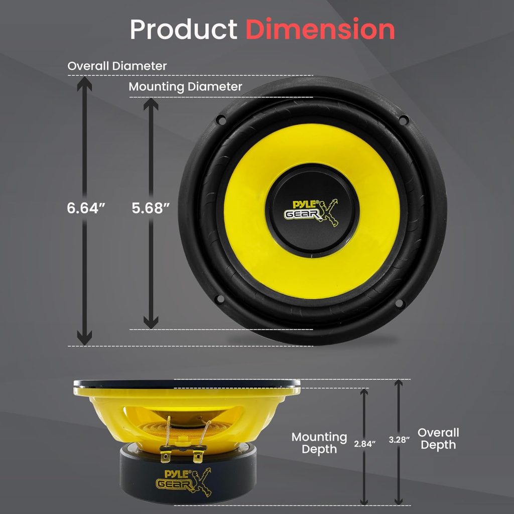 Pyle 6.5 Inch Mid Bass Woofer Sound Speaker System - Pro Loud Range Audio 300 Watt Peak Power w/ 4 Ohm Impedance and 60-20KHz Frequency Response for Car Component Stereo PLG64,Yellow : Electronics