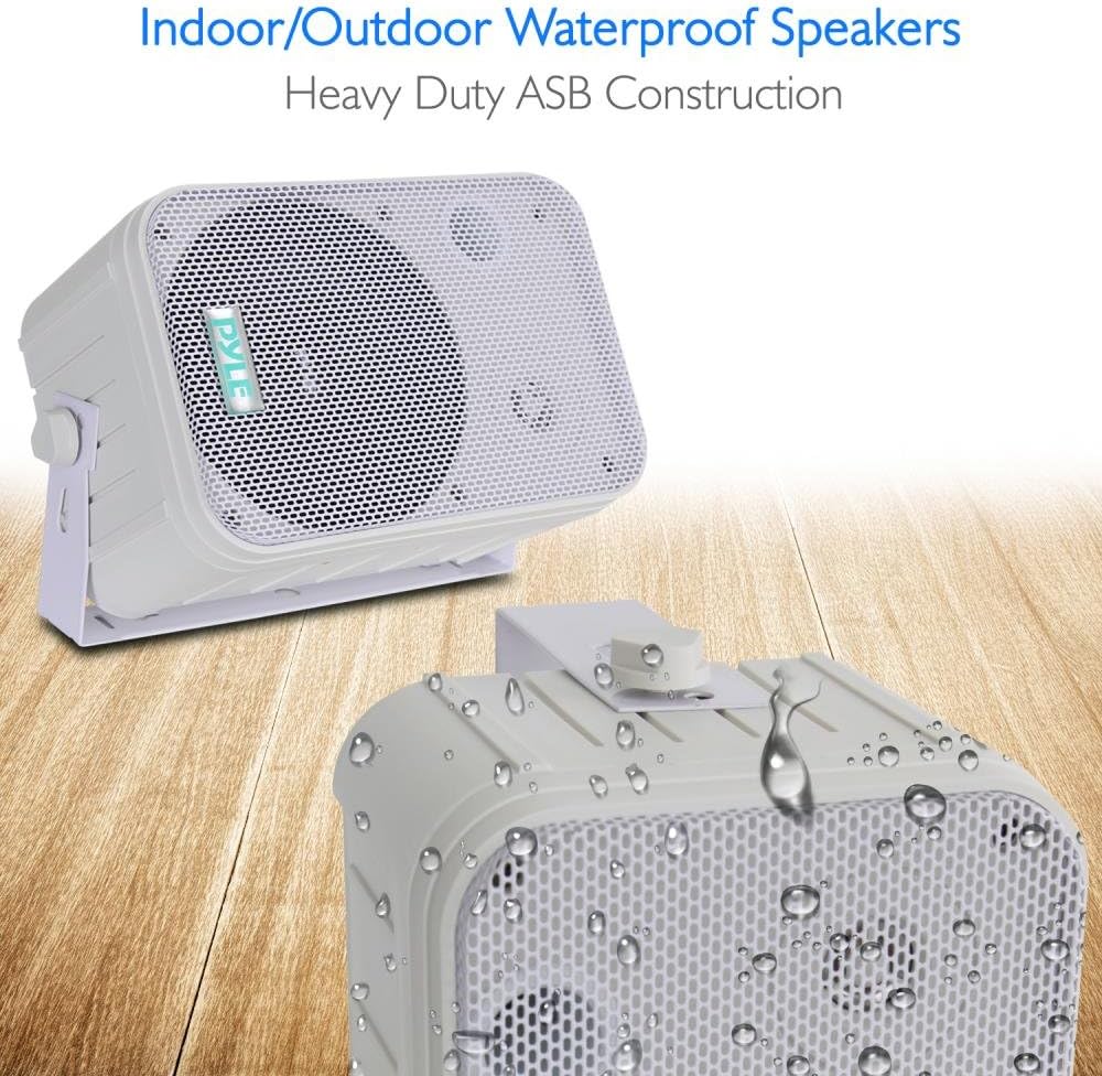 Pyle Home Dual Waterproof Outdoor -Speaker System - 6.5 Inch Pair of Weatherproof Wall / Ceiling Mounted -Speakers Heavy Duty Universal Mount - Use in the Pool, Patio, Indoor - Pyle PDWR50B (Black)