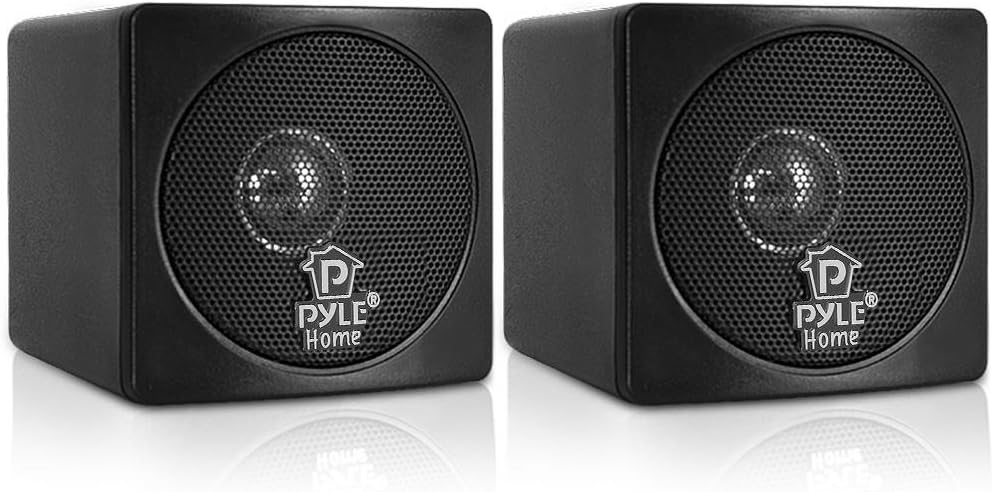 Pyle Home PCB3BK 3-Inch 100-Watt Mini Cube Bookshelf Speakers - Pair (Black) (Pair)