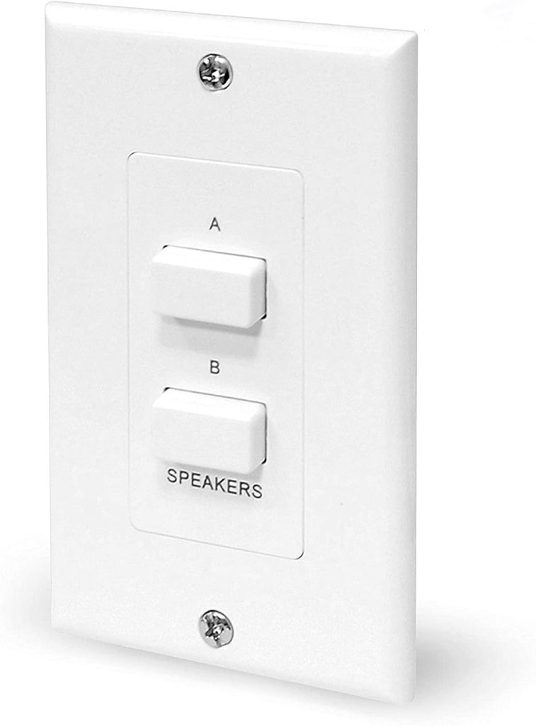 Pyle in Wall Speaker Selector Switch - Home Audio 2-Channel A/B Dual Channel Speakers Controller Pod Box - Control and Activates (2) Pair of Indoor or Outdoor Speakers PVCS2 White