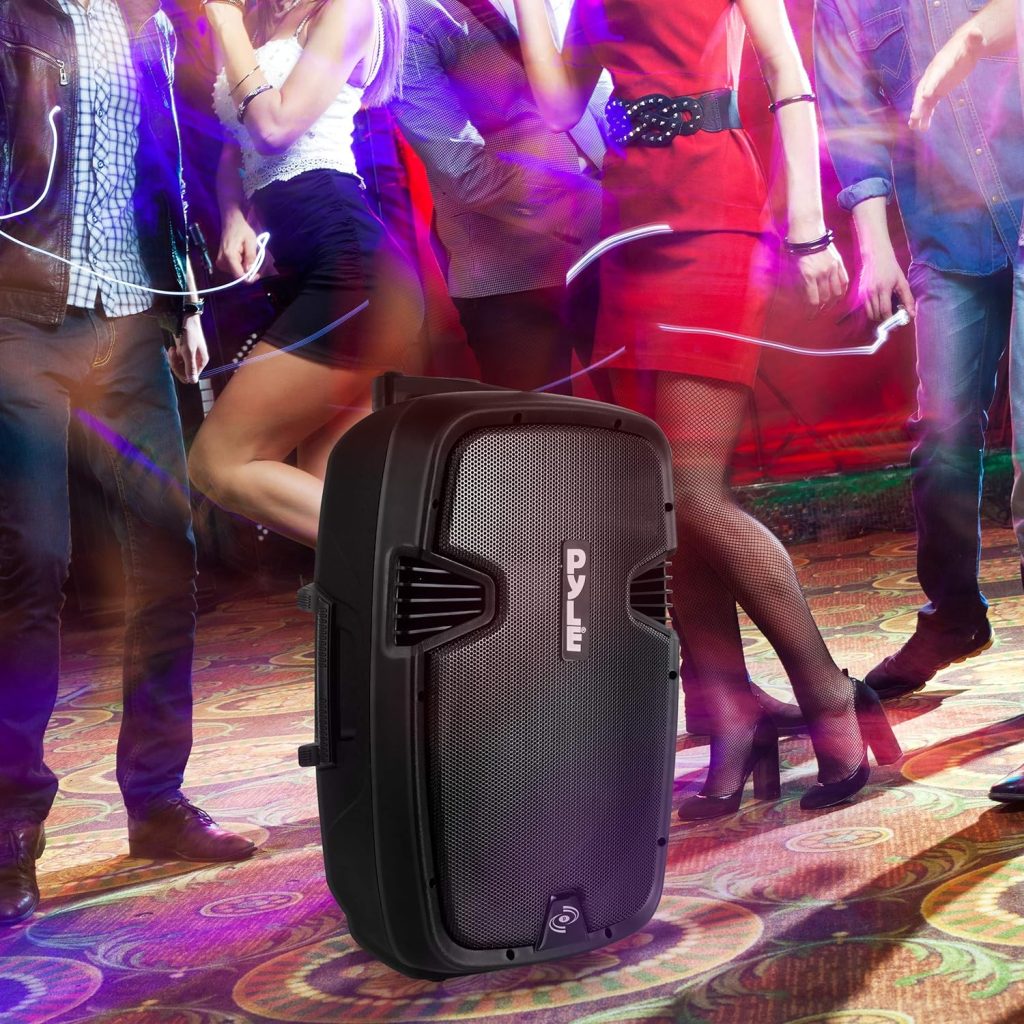 Pyle Karaoke Portable PA Speaker System - 1600W Active Powered Bluetooth Compatible Speaker, Rechargeable Battery, Easy Carry Wheels, USB MP3 RCA, FM Radio, 2 UHF Microphone, Remote - Pyle PPHP1599WU : Musical Instruments