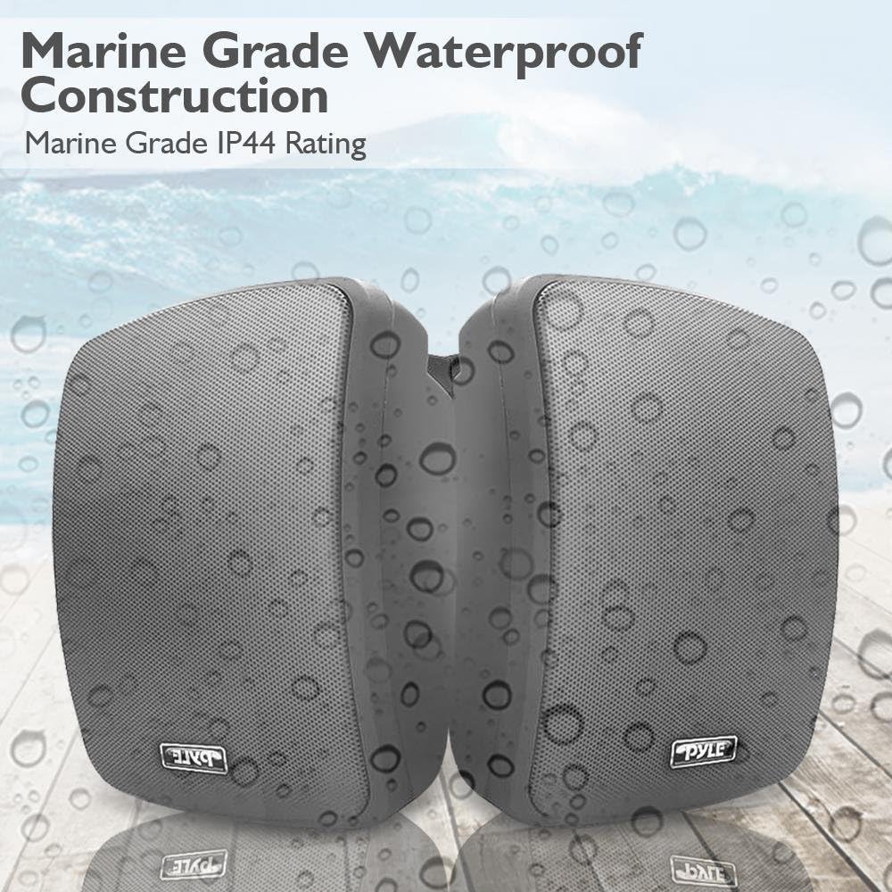 Pyle Outdoor Waterproof Wireless Bluetooth Speaker - 6.5 Inch Pair 2-Way Weatherproof Wall/Ceiling Mounted Dual Speakers w/Heavy Duty Grill, Universal Mount, Patio, Indoor Use PDWR64BTB (Black)