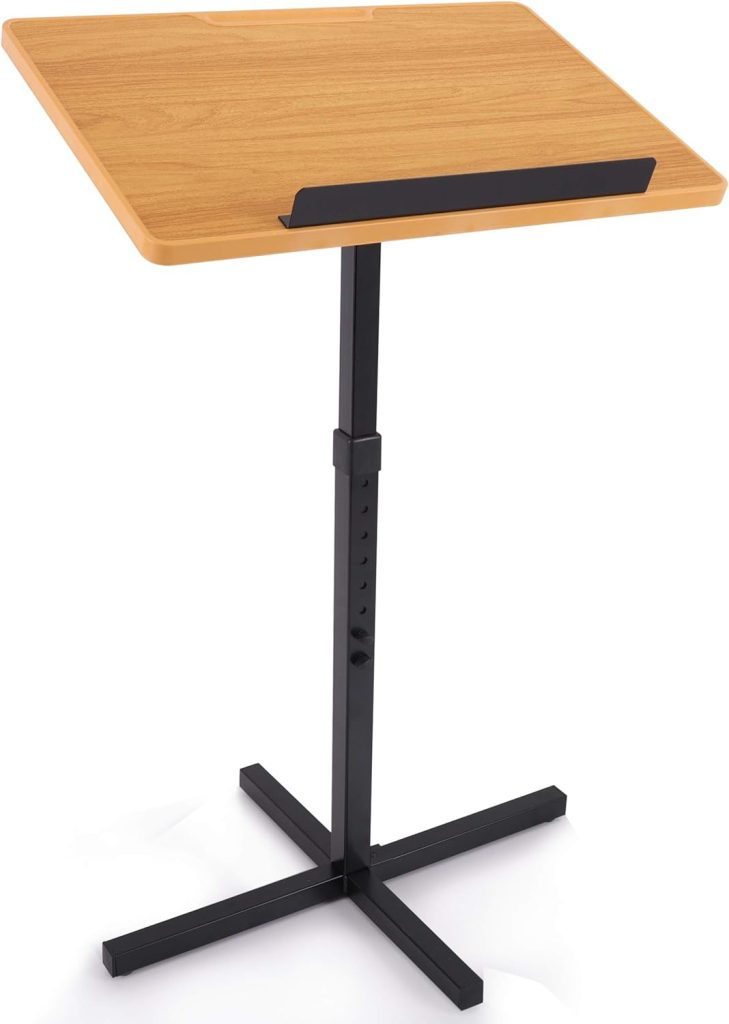 Pyle Portable Floor Lectern Podium Stand-Height Adjustable Steady Standing Design Teacher Speaker Lecture Classroom Presentation Stand, Laptop Computer Book Holder w/ Slanted Top Shelf PLCTND44,BLACK