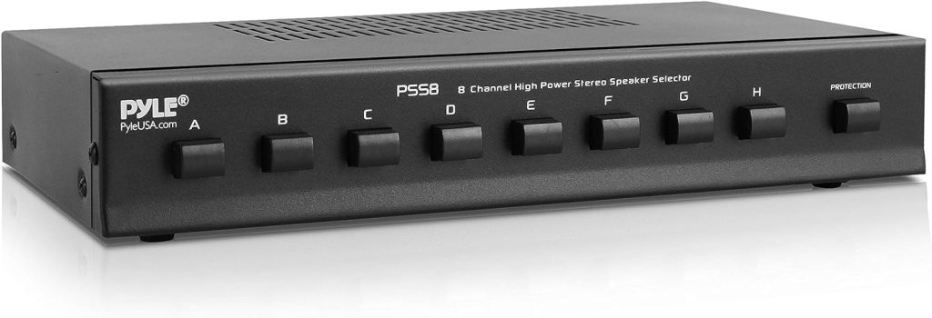 Pyle (PSS8) - Premium New and Improved 8 Zone Channel Speaker Switch Selector Switch Box Hub Distribution Box for Multi Channel High Powered Stereo Amplifier A/B/C/D Switches | 6 Pairs Of speakers