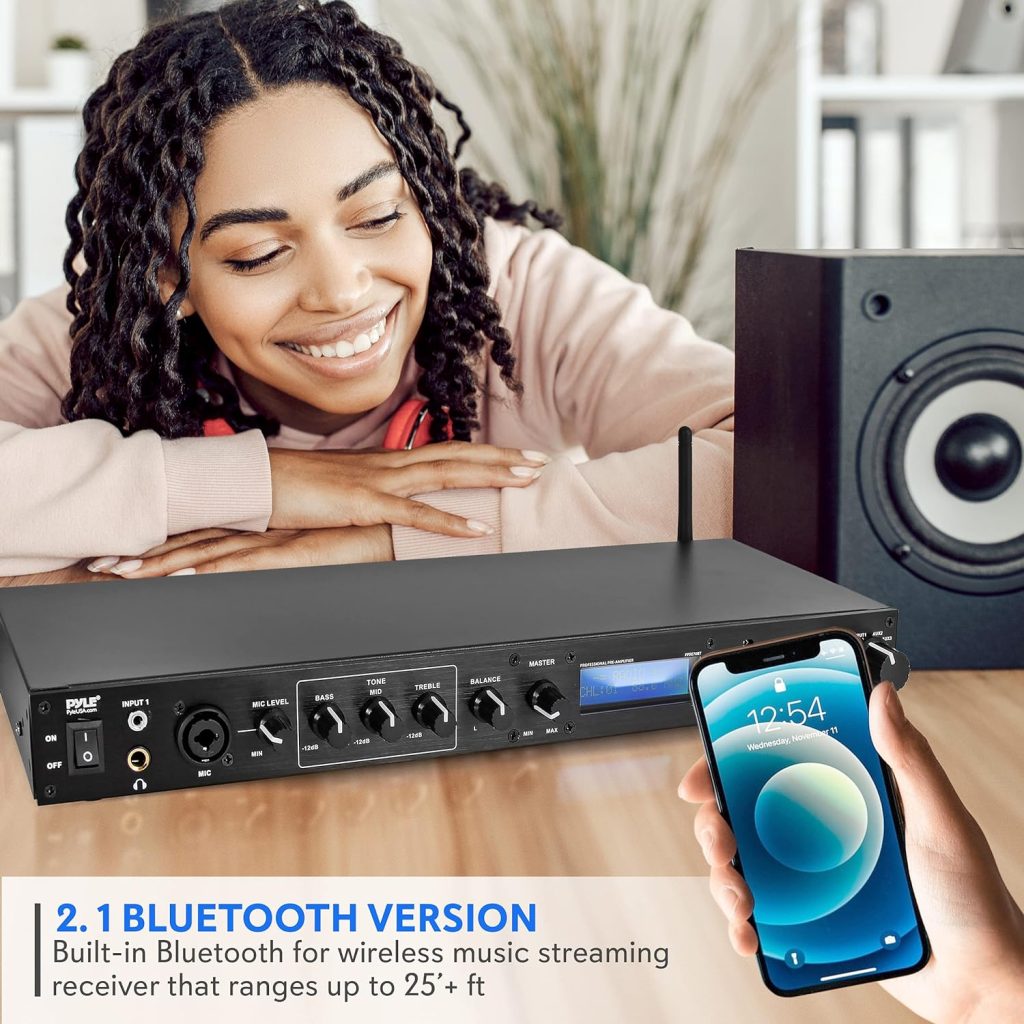Pyle P2203ABTU 4-Channel Bluetooth Home Power Amplifier - 2000 Watt Audio  Stereo Receiver w/Speaker Selector, AM FM Radio, USB/SD Card Rea…