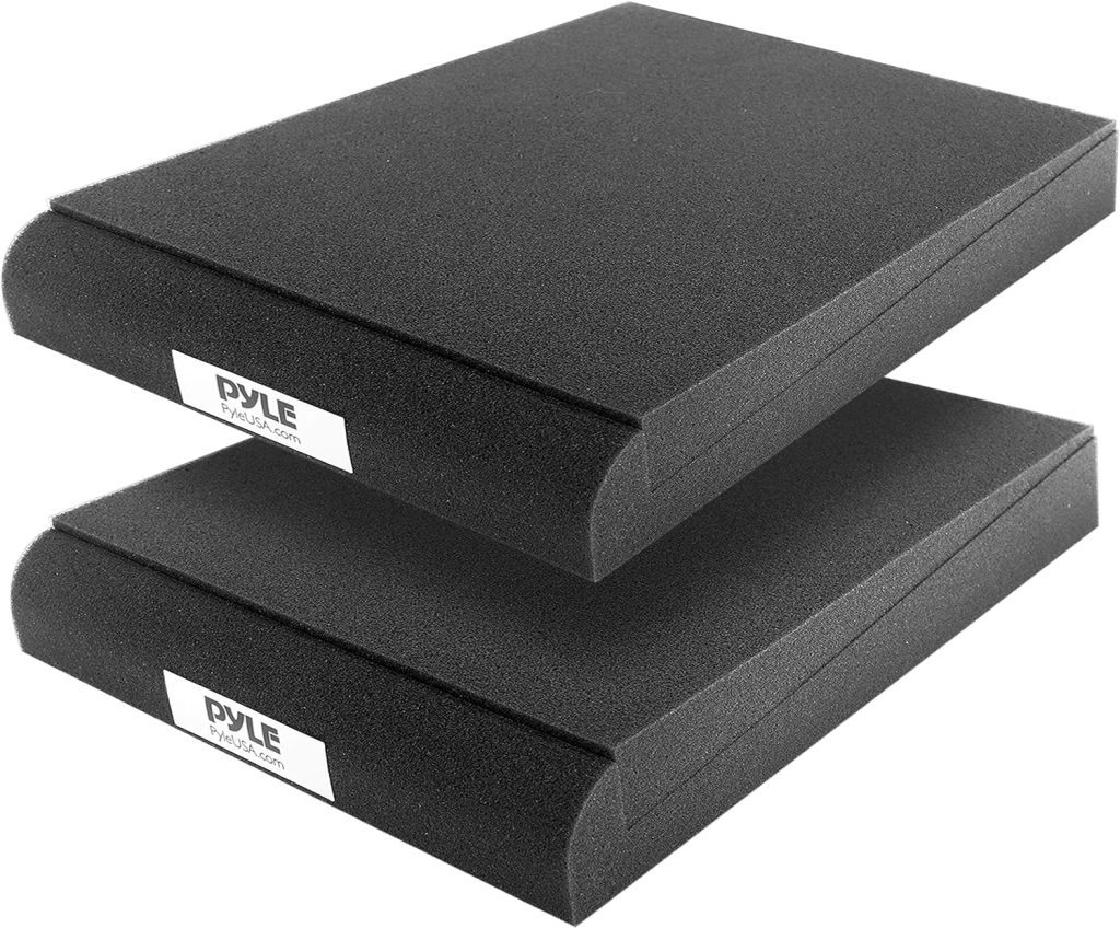 Pyle Sound Dampening Speaker Riser Foam - Audio Acoustic Noise Isolation Platform Pads Recoil Stabilizer For Studio Monitor, Subwoofer, Loud Speakers - Pyle PSI03 - Pack of 2,Black