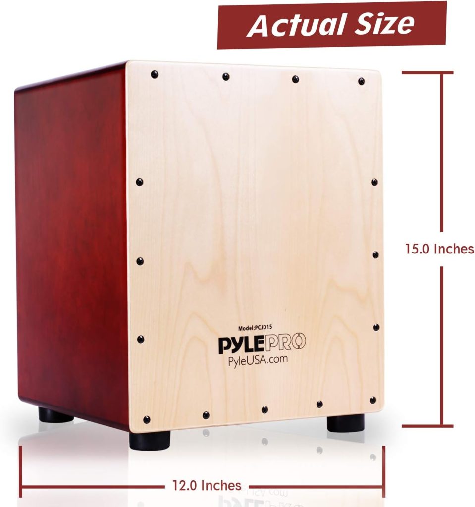 Pyle Stringed Jam Cajon - Wooden Cajon Percussion Box. (PCJD15)