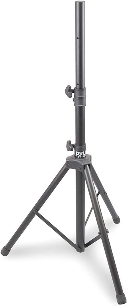 Pyle Universal Speaker Stand - Mount Holder Heavy Duty Rubber Capped Tripod, Adjustable Height from 36.2 x 58.0 inches; Locking Safety PIN and 35mm Compatible Insert; On-Stage or In-Studio Use- PSTND1,Black