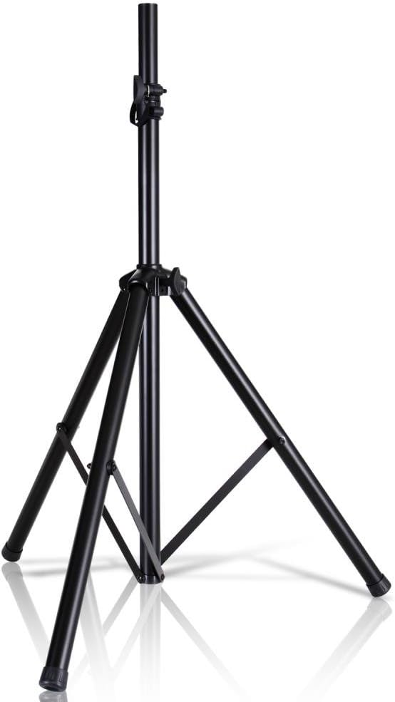 Pyle Universal Speaker Stand Mount Holder Heavy Duty Tripod w/ Adjustable Height from 40” to 71” and 35mm Compatible Insert Easy Mobility Safety Pin and Knob Tension Locking for Stability, Black