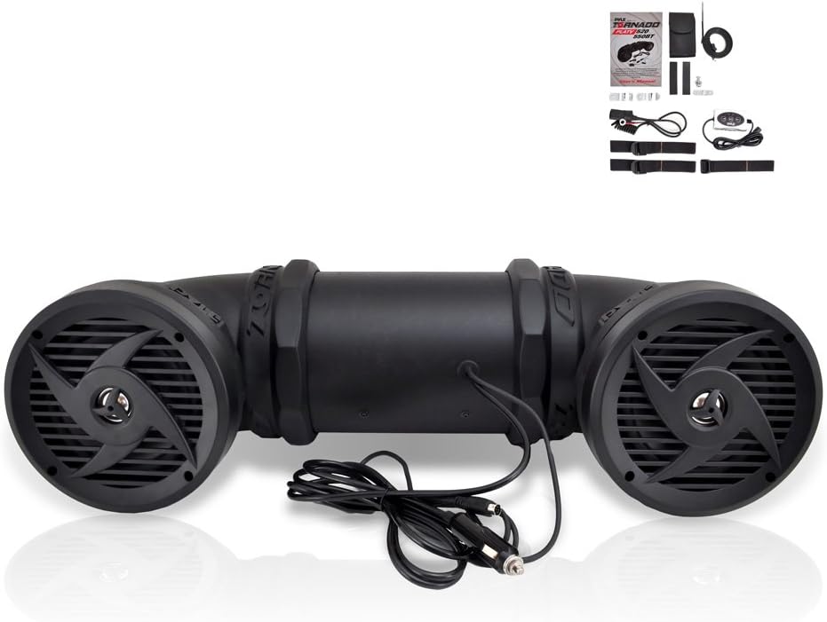 Pyle Waterproof Marine ATV Powered Speakers - 500W UTV Bluetooth Sound System All-Terrain Sound ATV Speakers w/ AUX 3.5mm, 6.5” Dual Audio Sound System for Car, Boat, Golf Carts  Jetski PLATV550BT