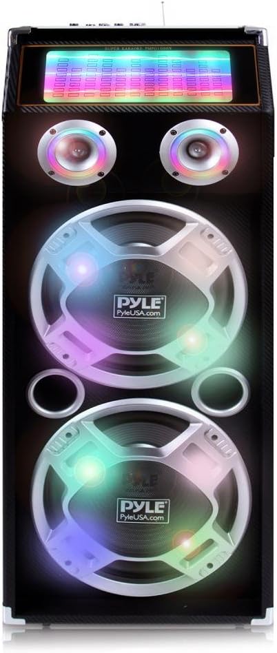 Pyle Wireless Active PA Speaker System - 1000W Portable High Powered Bluetooth Compatible Outdoor Sound Speaker w/ USB SD MP3 FM Radio AUX RCA LED DJ Lights - 35mm Stand Mount, Remote