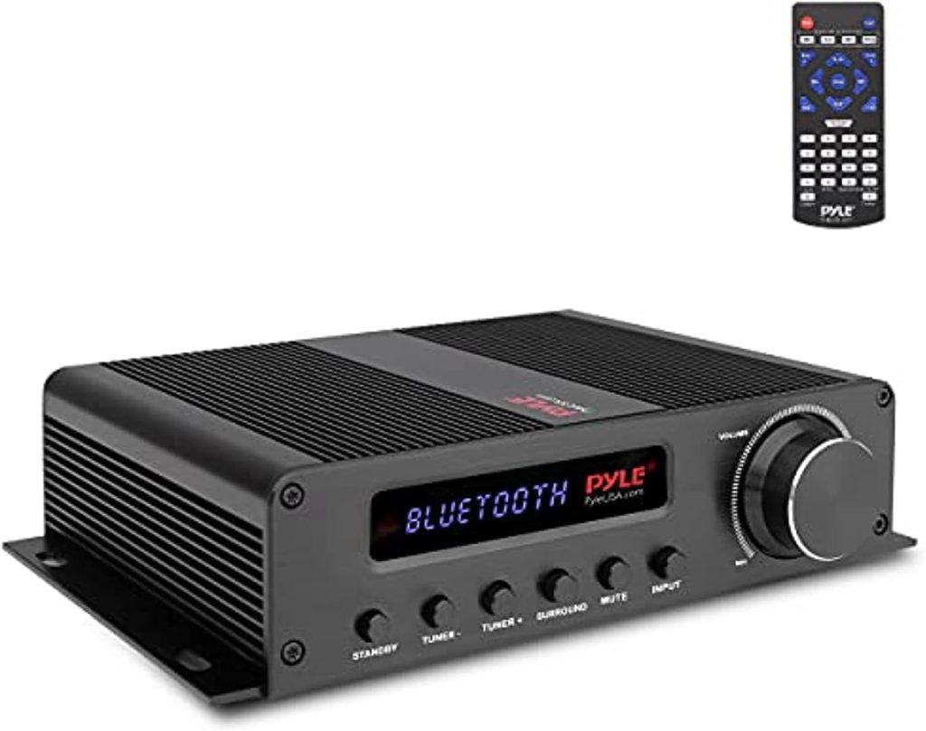 Pyle Wireless Bluetooth Home Audio Amplifier - 100W 5 Channel Home Theater Power Stereo Receiver, Surround Sound w/ HDMI, AUX, FM Antenna, Subwoofer Speaker Input, 12V Adapter - PFA540BT