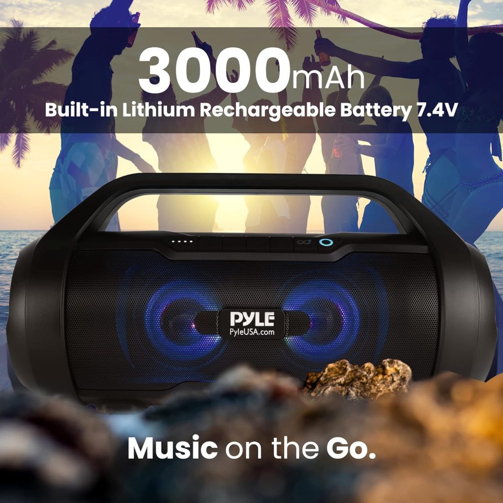 Pyle Wireless Portable Bluetooth Boombox Speaker - 500W 2.0CH Rechargeable Boom Box Speaker Portable Barrel Loud Stereo System with AUX Input/USB/SD/Fm Radio, 3 Subwoofer, Voice Control - PBMWP185