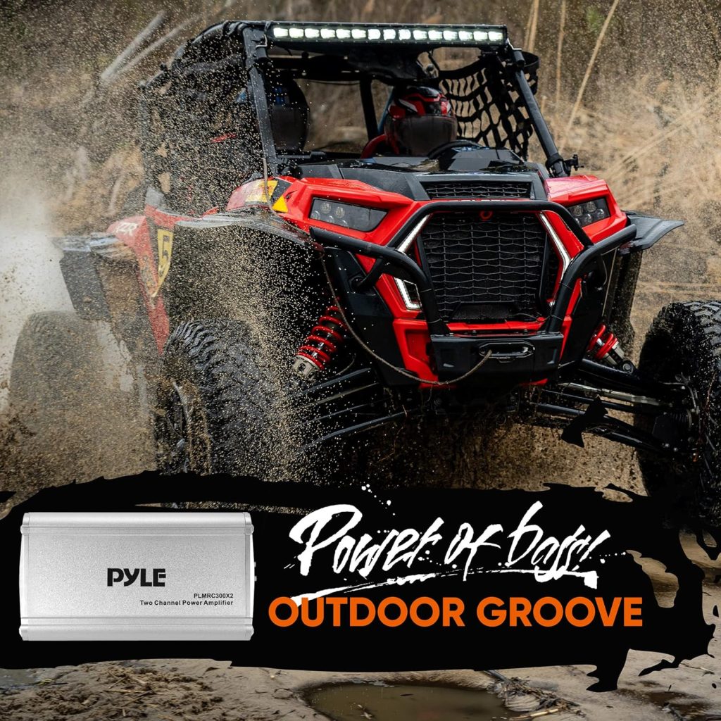 PyleUsa 4-Channel Weather-Resistant Audio Amplifier System - Class D Compact Designed Suit for Car, ATV, UTV, 4X4, Jeep, Motorcycle and Marine, and Any Other Weather Resistant Application