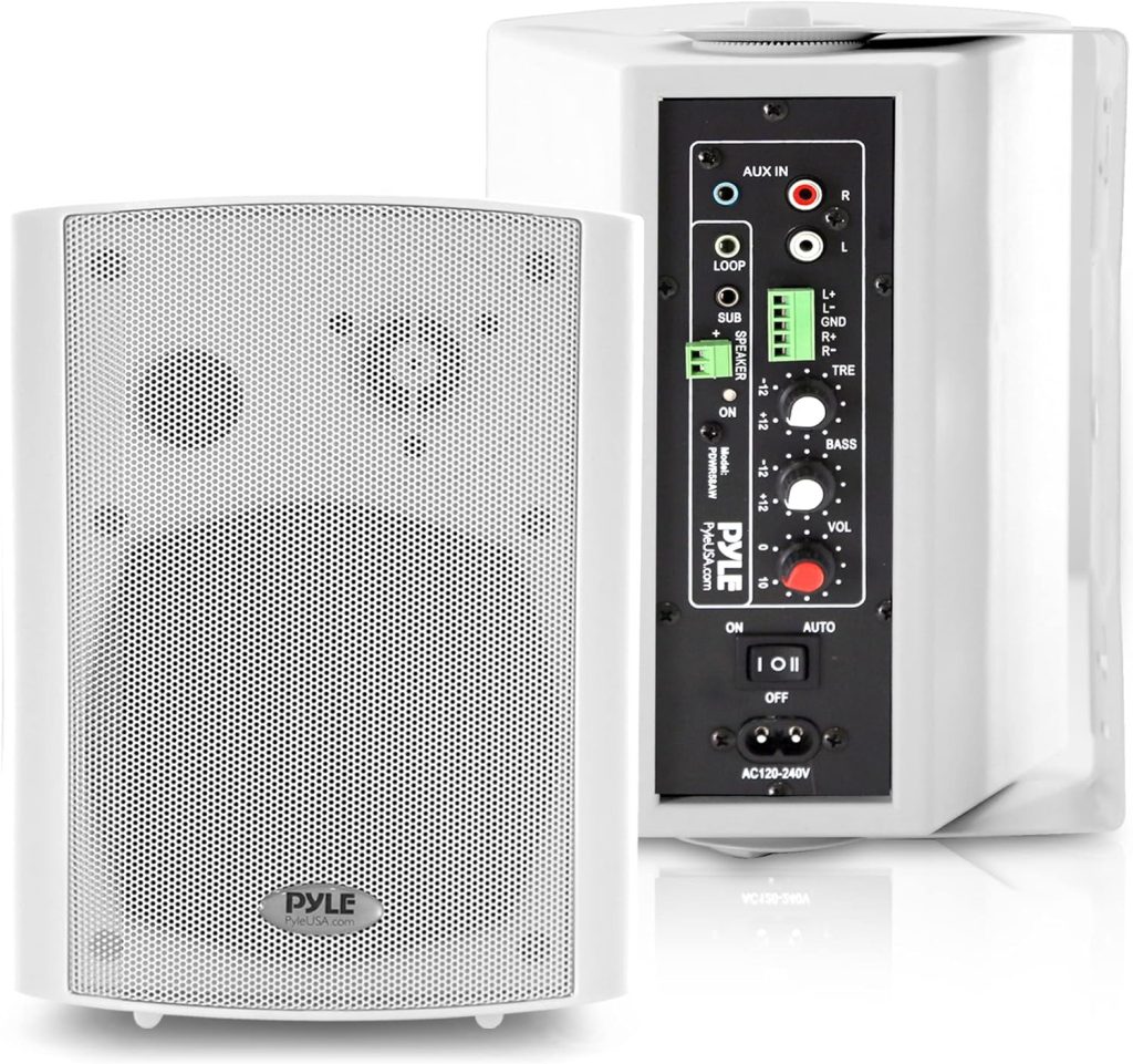 PyleUsa 5.25 Pro-Active Wall-Mountable Speakers - 600 Watts Max, 300 Watts RMS Speakers with 2-Way Full Range Stereo Sound Reproduction, Pair, Rugged  Heavy Duty Cabinet Enclosure (White) PDWR58AW