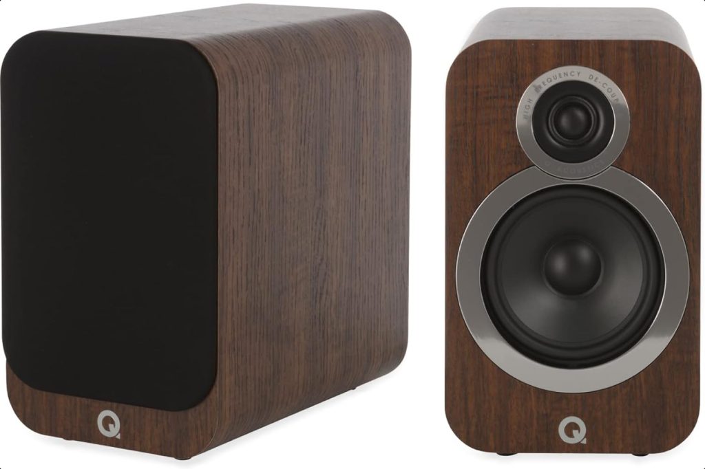 Q Acoustics 3020i Bookshelf Speakers Pair English Walnut - 2-Way Reflex Enclosure Type, 5 Bass Driver, 0.9 Tweeter - Stereo Speakers/Passive Speakers for Home Theater Sound System