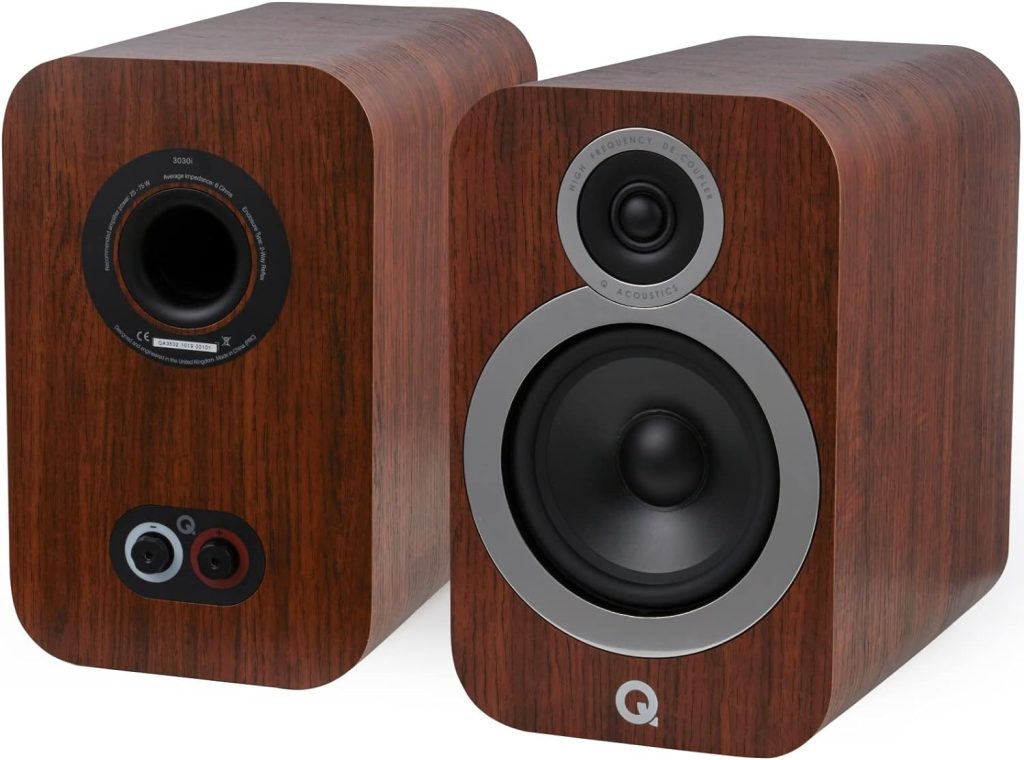 Q Acoustics 3030i Bookshelf Speakers Pair English Walnut - 2-Way Reflex Enclosure Type, 6.5 Bass Driver, 0.9 Tweeter - Stereo Speakers/Passive Speakers for Home Theater Sound System