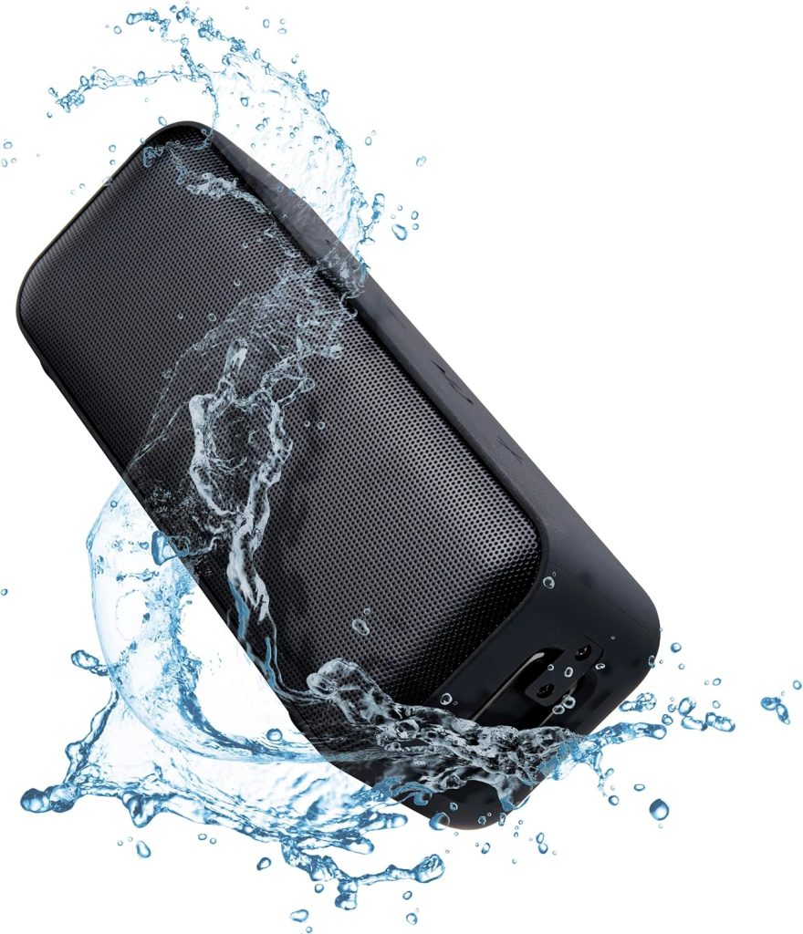 QFX BT-ZX1 10+ Watt TWS Bluetooth IPX7 Waterproof Certified Rechargeable Portable Speaker with Punchy Bass, Zero Distortion, 24-Hour Battery Life, Hands-Free Calling, Black