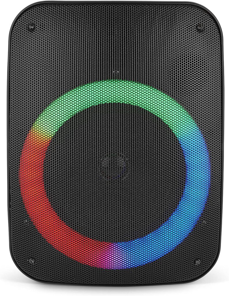 QFX PBX-136 Portable Bluetooth Speaker with LED Party Lights - Built-in 6.5” Subwoofer - Rechargeable Party Speakers, Aux, Wireless,  USB/MicroSD (2021 Model),Black