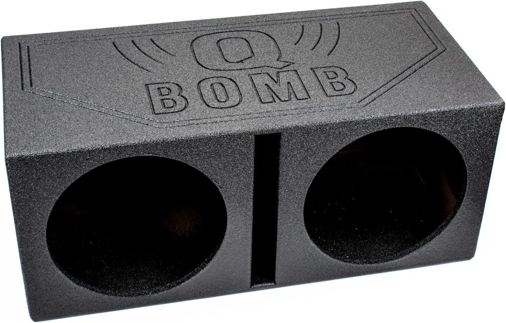QPower QBOMB15V Dual 15-Inch Vented Speaker Box from High Grade MDF Wood with Durable Bed Liner Spray