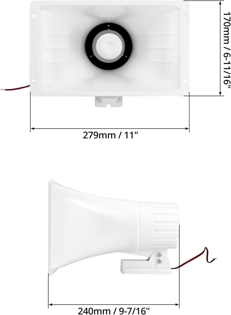 QWORK Power Horn Speaker, 100W 8 Ohms Indoor/Outdoor PA Speaker, White