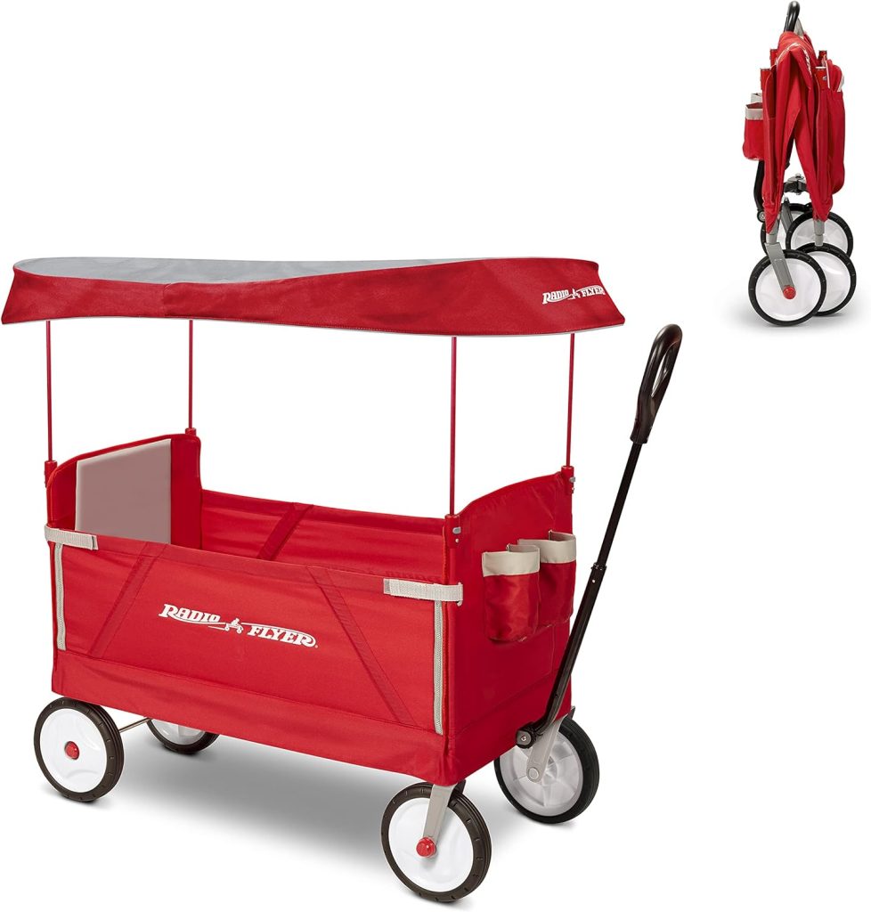 Radio Flyer 3-In-1 EZ Folding, Outdoor Collapsible Wagon for Kids  Cargo, Red Folding Wagon