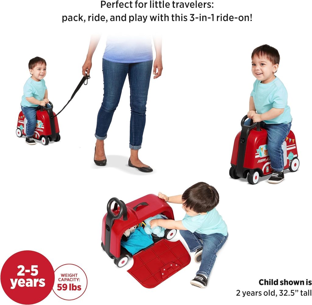 Radio Flyer 3-in-1 Happy Traveler Camper, Ride on Toy, Toddler Carry-On Storage, Ages 2-5