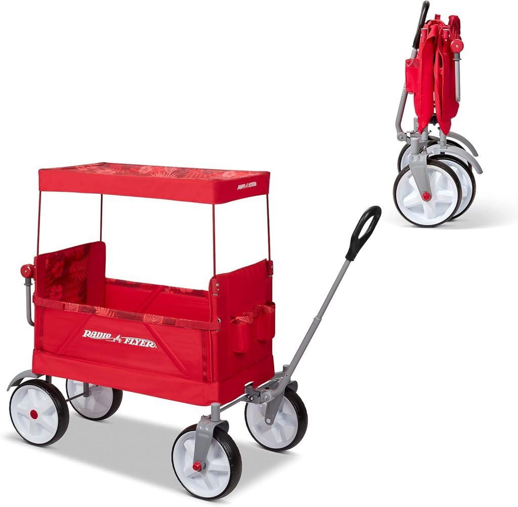 Radio Flyer Beach  Boardwalk Wagon, Folding Beach Cart, Ages 1.5+, Red Beach Wagon