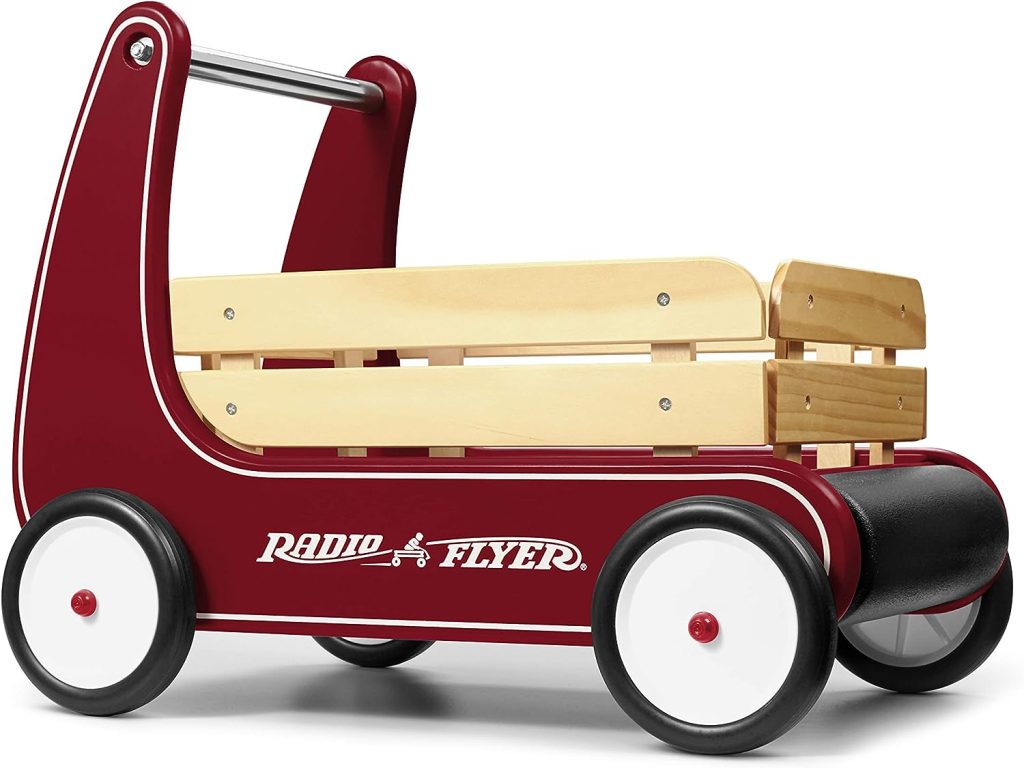 Radio Flyer Classic Walker Wagon, Sit to Stand Toddler Toy, Wood Walker, For Ages 1-4, Red