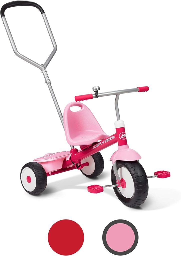 Radio Flyer Deluxe Steer  Stroll Trike, Kids And Toddler Tricycle, Pink Kids Bike, Age 2-5 Years