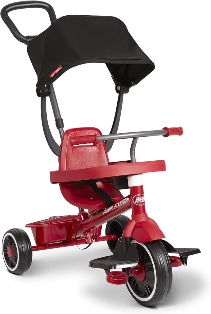 Radio Flyer Pedal  Push 4-in-1 Stroll  N Trike®, Red Tricycle, for Toddlers Ages 1-5 (Amazon Exclusive), Toddler Bike Large