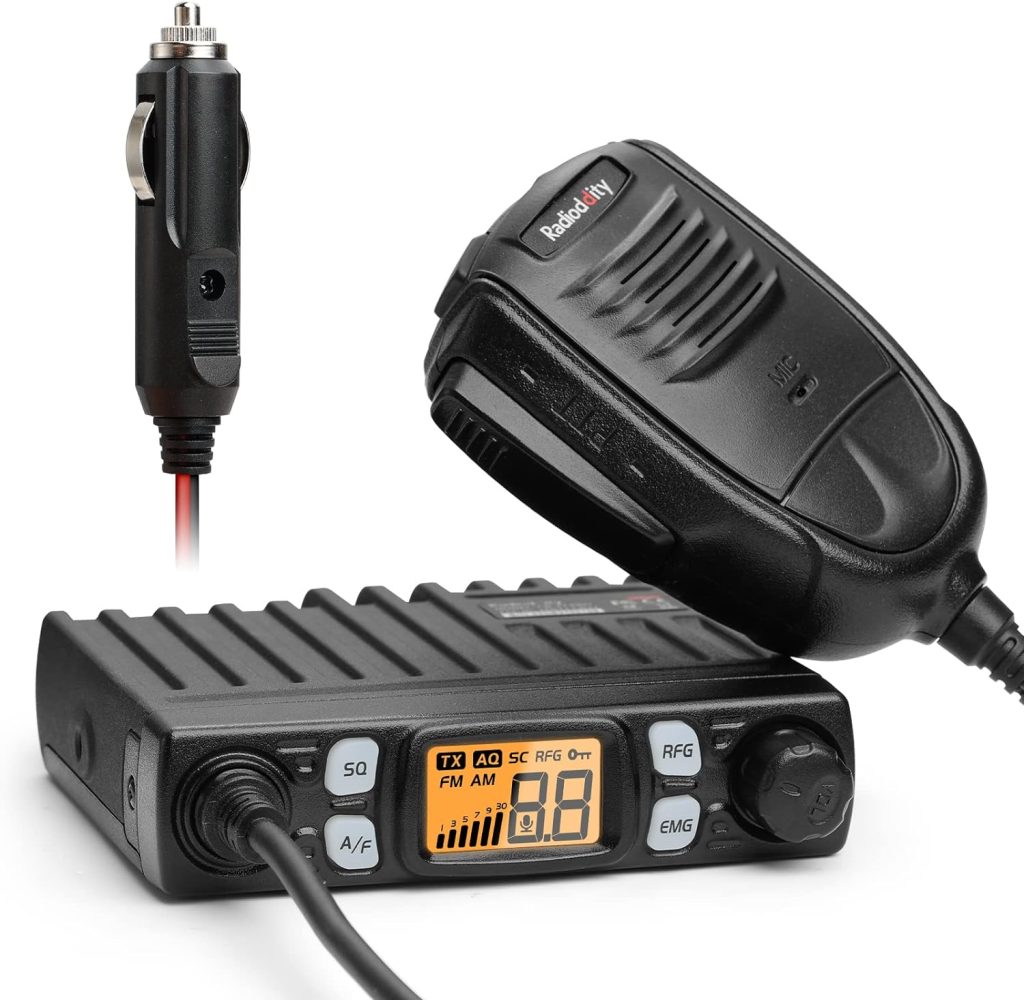 Radioddity CB-27 Pro CB Radio 40-Channel Mini Mobile with AM FM Instant Emergency Channel 9/19, 4W Power Output, LCD Display, VOX, RF Gain, and Handheld Mic