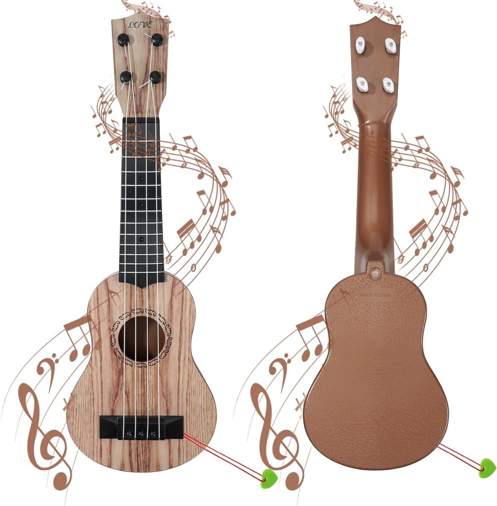 Raimy 17in Kids Ukulele Guitar - 4 Strings Mini Guitar Children Musical Instruments Educational Toys with Picks for Toddler Kids Boys Girls Beginner (Koa Color)