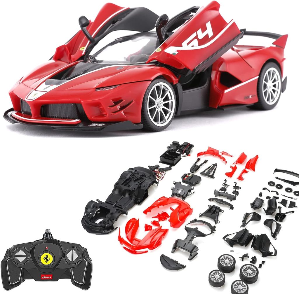 RASTAR RC Car Kits to Build for 1/18 Ferrari FXXK EVO Remote Control Car, Build Your Own RC Car Kit, Gift Ideas for 8+, Red