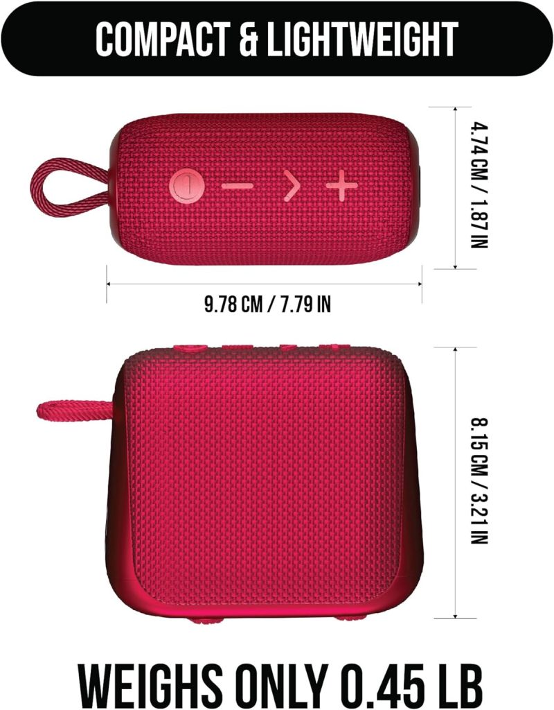 Raycon Everyday Speaker with Microphone IP67 Dustproof and Waterproof TWS Multilink Bluetooth 5.0 Portable Outdoor Wireless Speaker for Home, Outdoors, Travel (Flare Red)