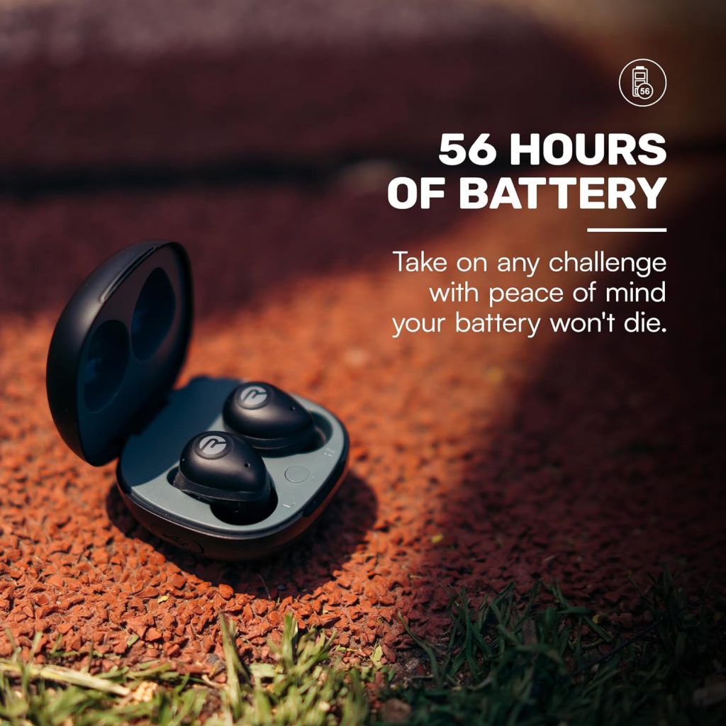 Raycon Fitness Bluetooth True Wireless Earbuds with Built in Mic 56 Hours of Battery, IPX7 Waterproof, Active Noise Cancellation, Awareness Mode, and Bluetooth 5.3 (Black)