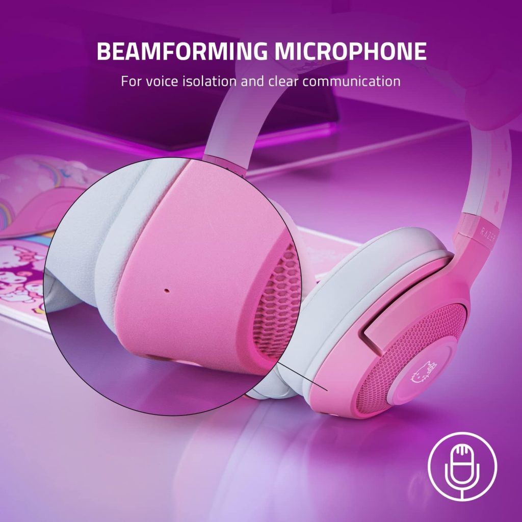 Razer Kraken BT Headset: Bluetooth 5.0-40ms Low Latency Connection - Custom-Tuned 40mm Drivers - Beamforming Microphone - Powered Chroma - Hello Kitty  Friends Edition
