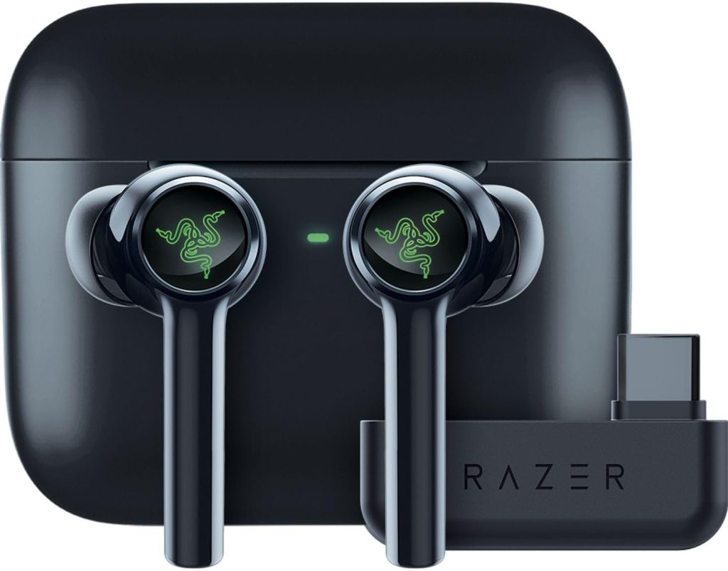 Razer New Hammerhead Pro HyperSpeed Wireless Gaming Earbuds for PC, Playstation, Switch, Mobile: Adjustable ANC - Fast Wireless Charging Case - 30 Hr Battery - Bluetooth 5.3 - Chroma RGB - Black