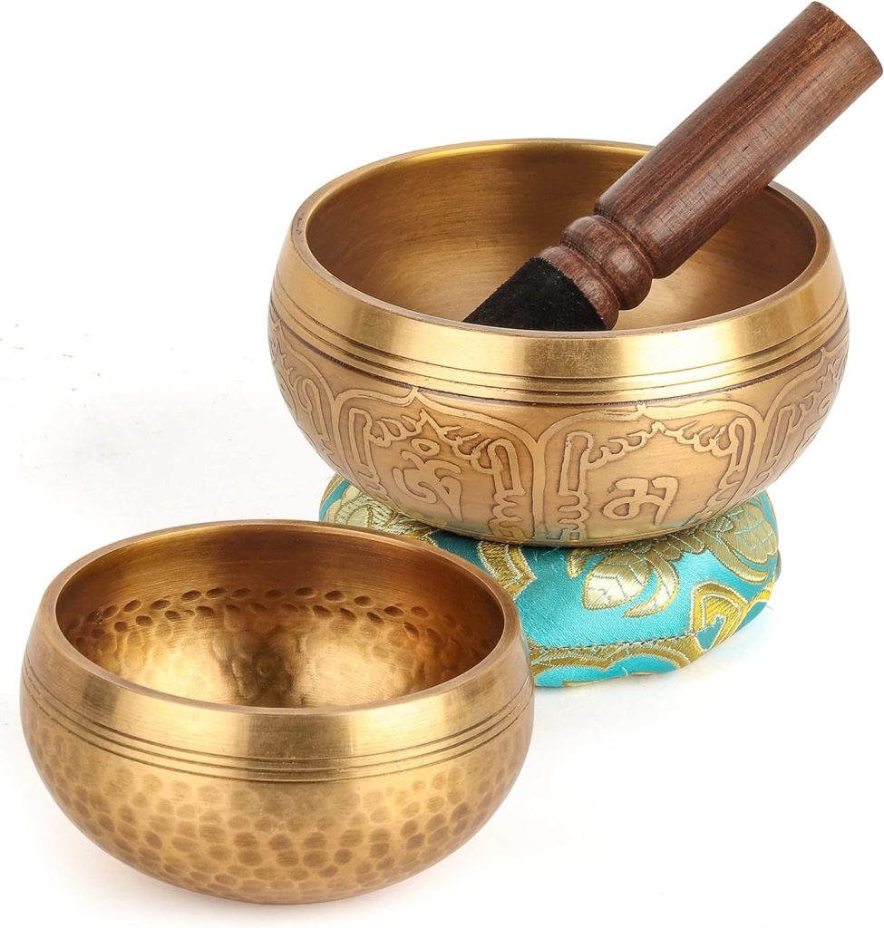 Relaehih 2Pack Tibetan Singing Bowls Set-100% Handmade in Nepal Sound Meditation Set for Yoga, Chakra, Unique Gifts for Women