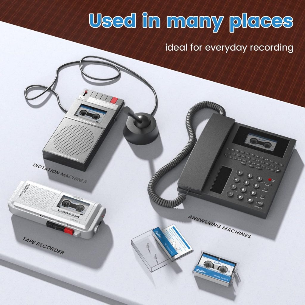 Reshow Dictating Microcassette - Micro Cassette Tapes Blank for Recording MC-60 Minutes Suited for Lectures and Seminars -3 Pack