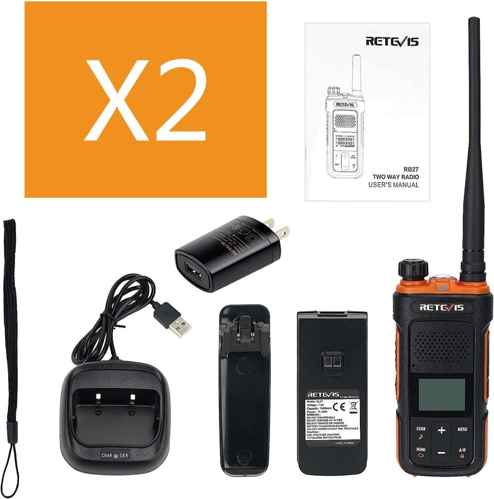 Retevis RB17P GMRS Handheld Radio,30 CH Long Range Walkie Talkie for  Adults,SOS Siren,NOAA Weather Receiver Scan,2200mAh Rechargeable Two Way  Radios