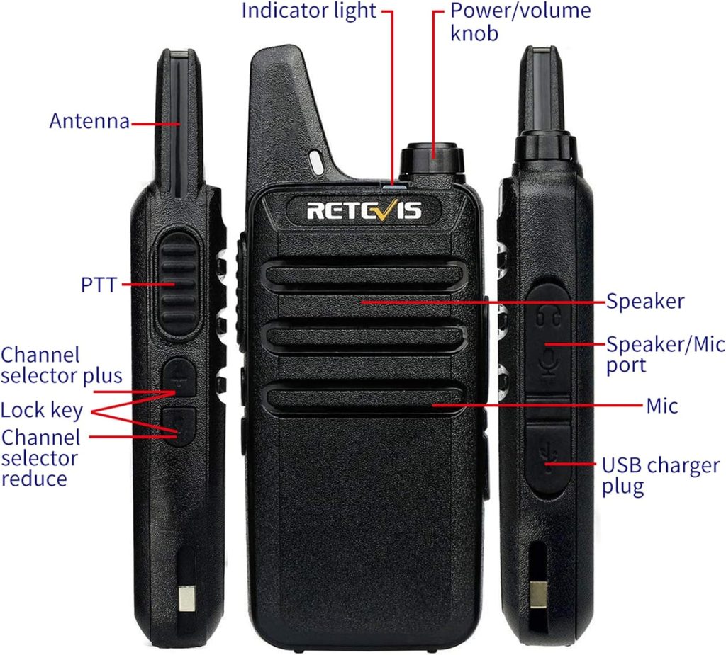 Retevis RT22 2 Way Radios Walkie Talkies,Rechargeable Long Range Two Way Radio,16 CH VOX Small Emergency 2 Pin Earpiece Headset,for School Retail Church Restaurant (Packed in Pairs with 5 Boxes)