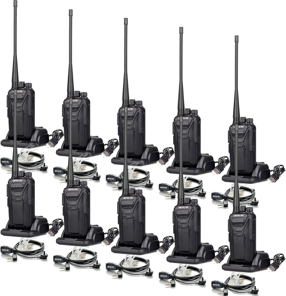 Retevis RT27V MURS Radios, Walkie Talkies with Earpiece Adults, Rechargeable Two Way Radios, License-Free, 5 Low Traffic Channel, Detachable Antenna, for Business Commercial(10 Pack)