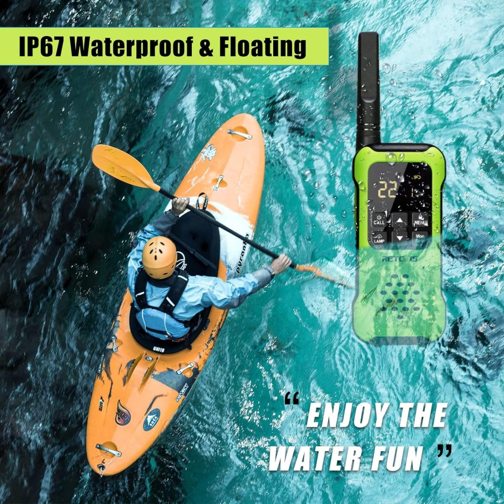Retevis RT49P Waterproof Walkie Talkies, IP67 Floating 2 Way Radio, NOAA Walkie Talkie, 1200mAh Rechargeable AA Batteries, SOS Flashlight Two Way Radio for Skiing Kayaking 2 Pack