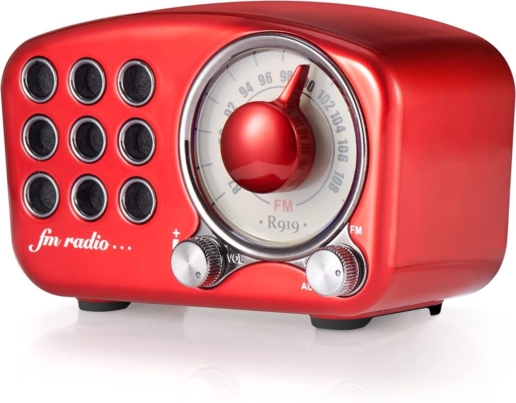 Retro Bluetooth Speaker, Vintage Radio-Greadio FM Radio with Old Fashioned Classic Style, Strong Bass Enhancement, Loud Volume, Bluetooth 5.0 Wireless Connection, TF Card and MP3 Player (RED)