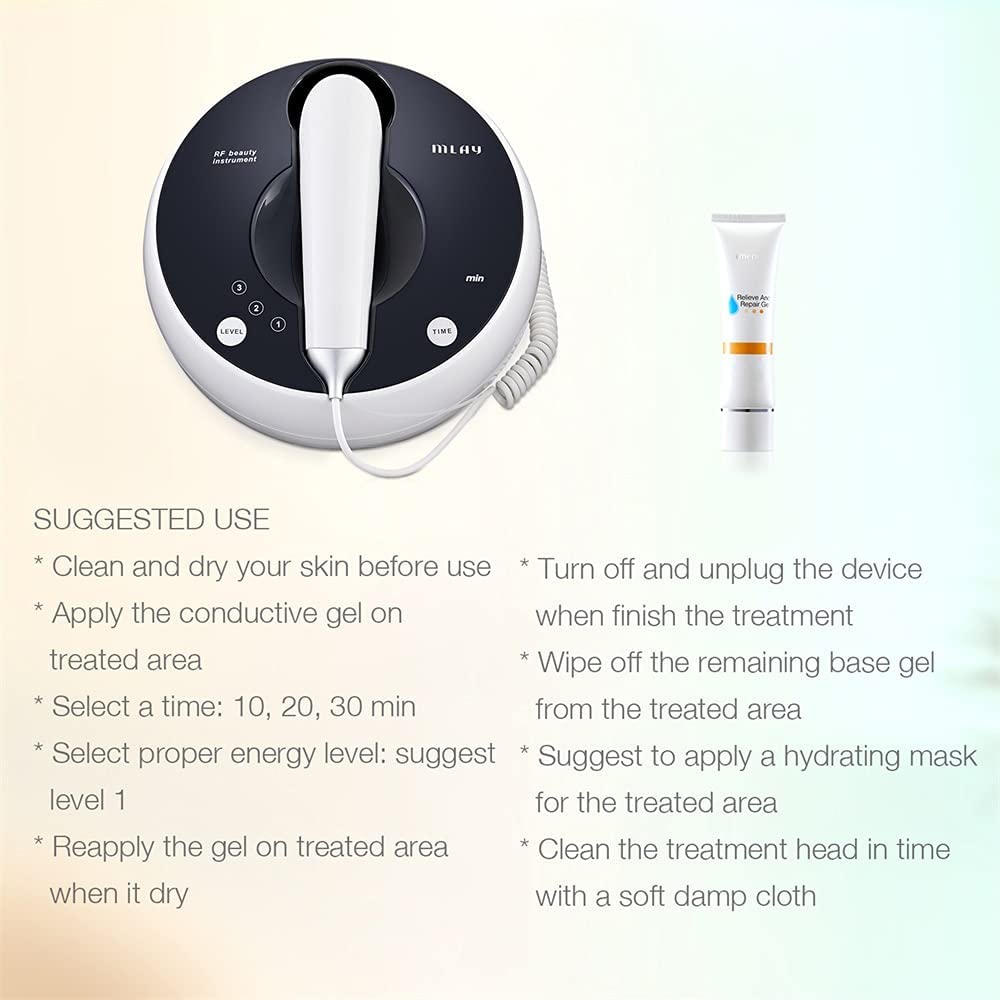 RF Beauty Device | Home RF Lifting | Wrinkle Removal | Anti Aging | Skin Care - Increase Collagen  Absorption - MLAY Professional Radio Frequency Skin Tightening for Face and Body - Salon Effects