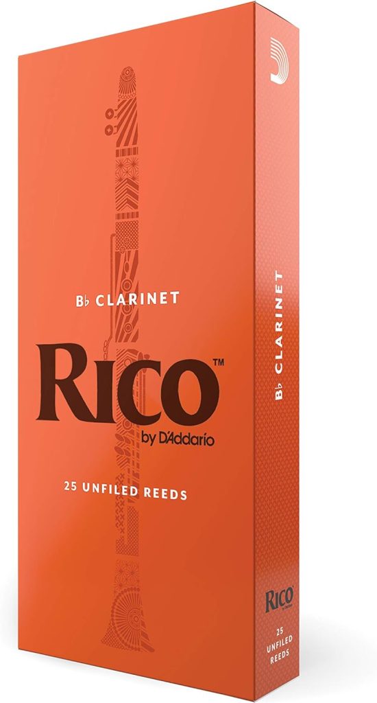 Rico Bb Clarinet Reeds - Reeds for Clarinet - Thinner Vamp Cut  Unfiled for Ease of Play, Traditional Blank for Clear Sound - Clarinet Reeds 1.5 Strength, 25-Pack