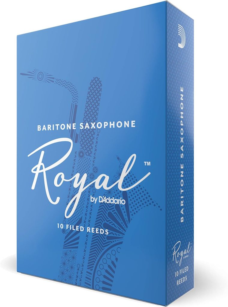 Rico Royal Saxophone Reeds - Baritone Sax Reeds with Strong Spine - Baritone Saxophone Reeds Great for Classical or Jazz - Strength 3.0, 10-pack