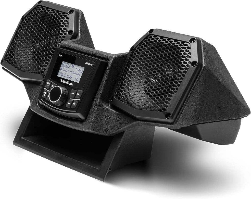 Rockford Fosgate RNGR18-STG1 Audio Kit: All-in-One Dash Housing Pre-Installed with PMX-1 Receiver and 5.25 Speakers for Select Polaris Ranger Models (2018-2022)