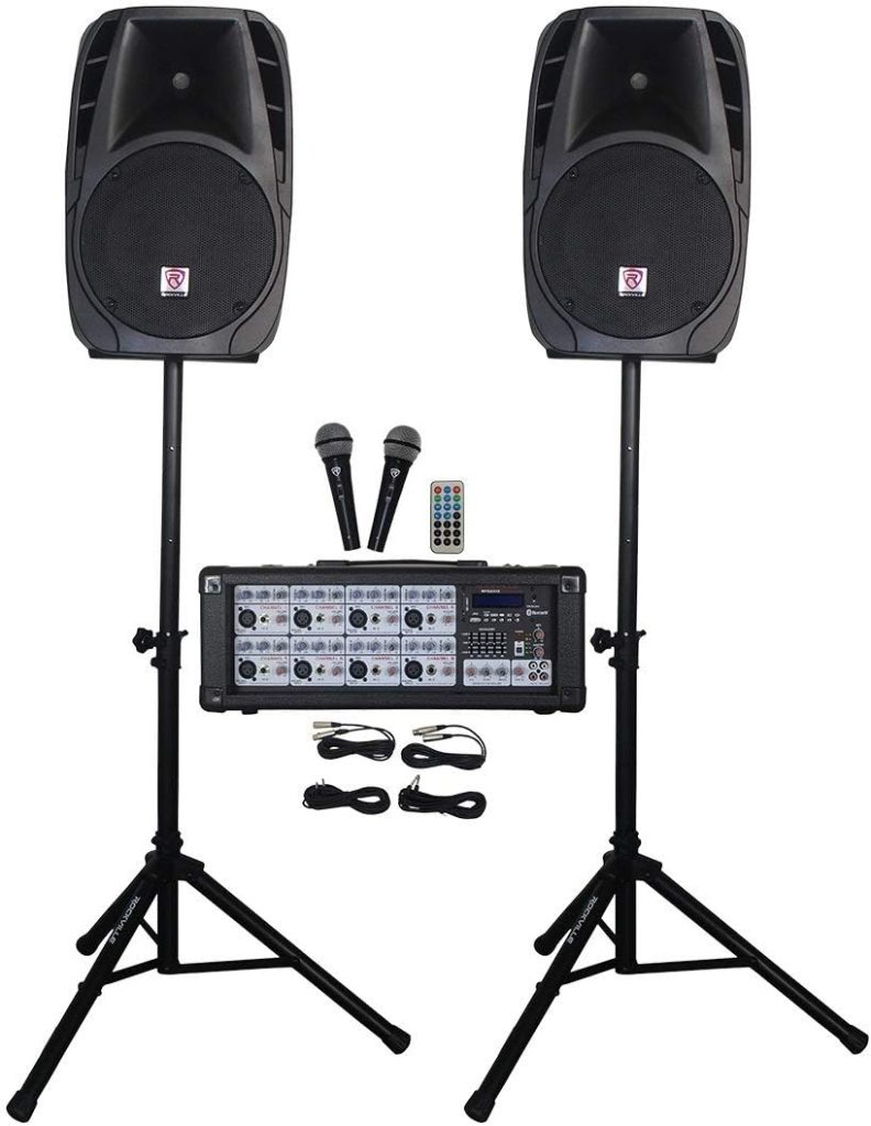 Rockville 12 Church Speakers+Mixer+Stands+Mics+Bluetooth 4 Church Sound Systems